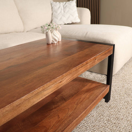 Salontafel rechthoekig bruin mangohout 100cm Lotus