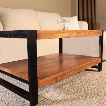 Salontafel rechthoekig bruin mangohout 100cm Lotus