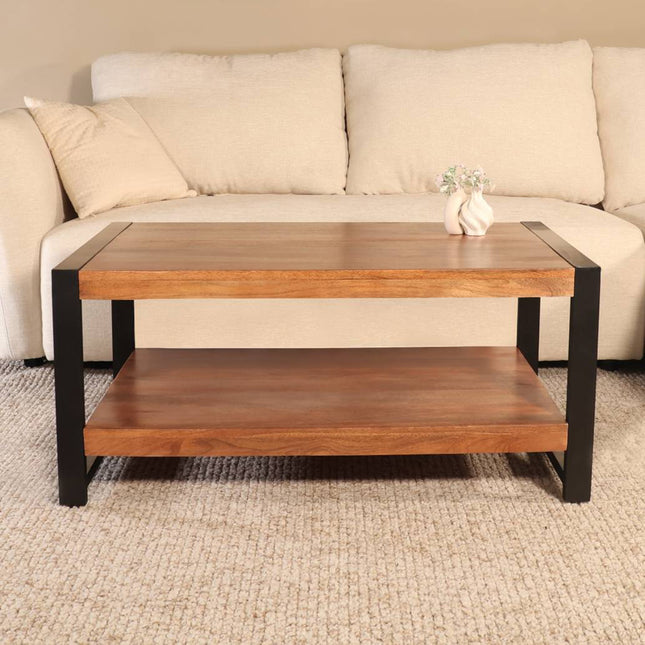 Salontafel rechthoekig bruin mangohout 100cm Lotus