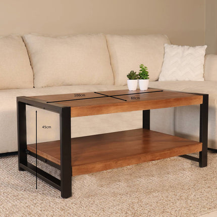 Salontafel rechthoekig walnoot mangohout 100cm Lotus