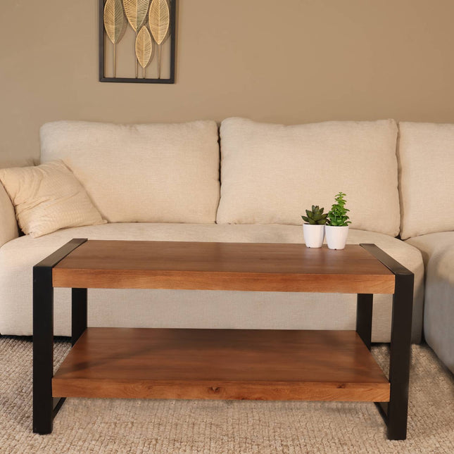 Salontafel rechthoekig walnoot mangohout 100cm Lotus