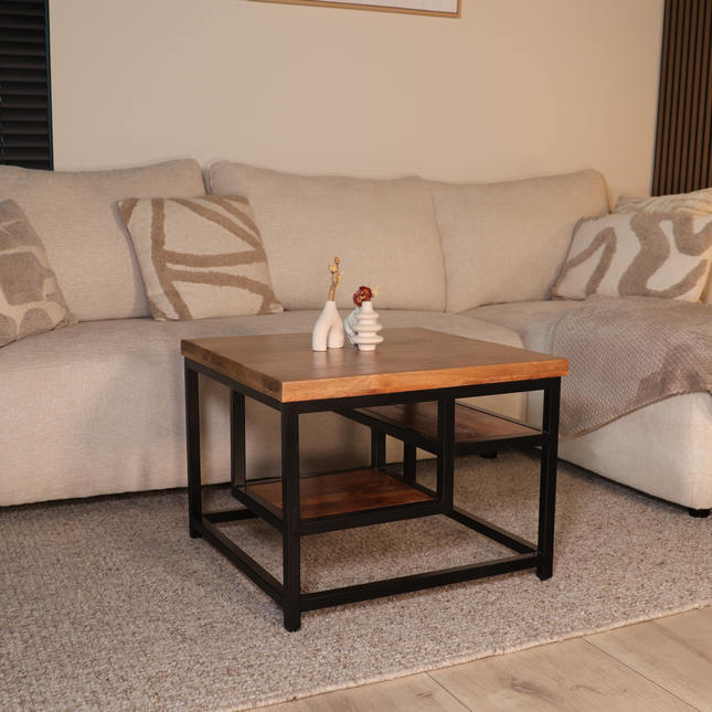 Salontafel vierkant bruin mangohout 60cm Sunny