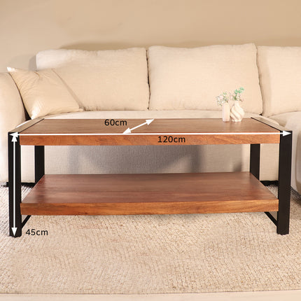 Salontafel rechthoekig bruin mangohout 120cm Lotus