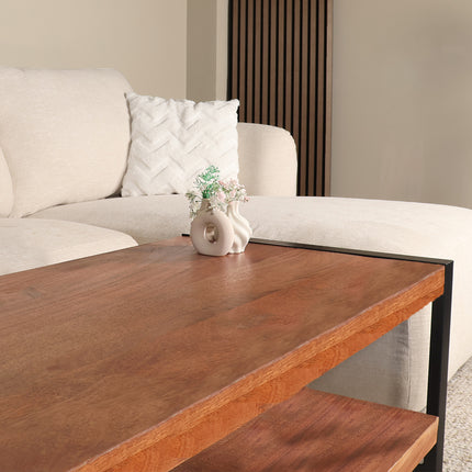 Salontafel rechthoekig bruin mangohout 120cm Lotus
