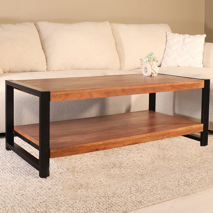 Salontafel rechthoekig bruin mangohout 120cm Lotus