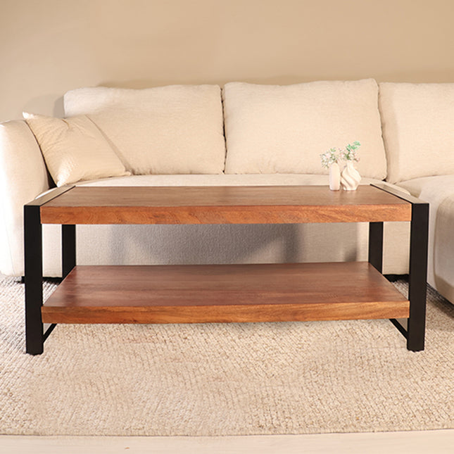 Salontafel rechthoekig bruin mangohout 120cm Lotus