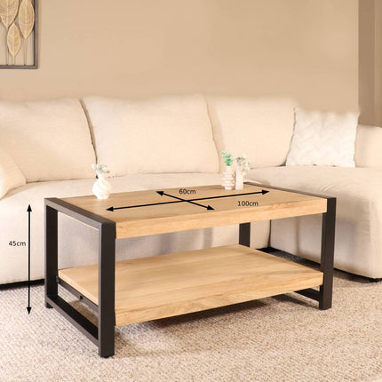 Salontafel rechthoekig lichtbruin mangohout 100cm Lotus