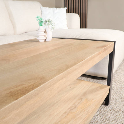Salontafel rechthoekig lichtbruin mangohout 100cm Lotus