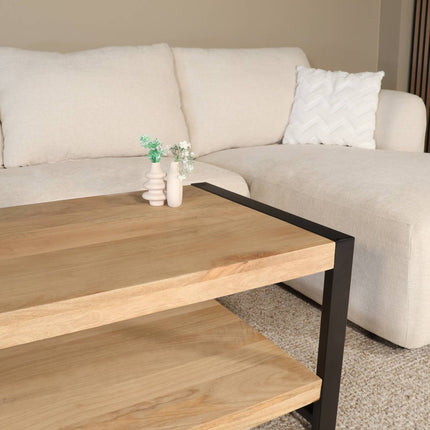 Salontafel rechthoekig lichtbruin mangohout 100cm Lotus