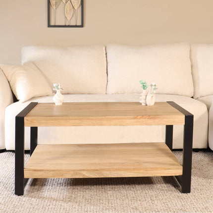 Salontafel rechthoekig lichtbruin mangohout 100cm Lotus