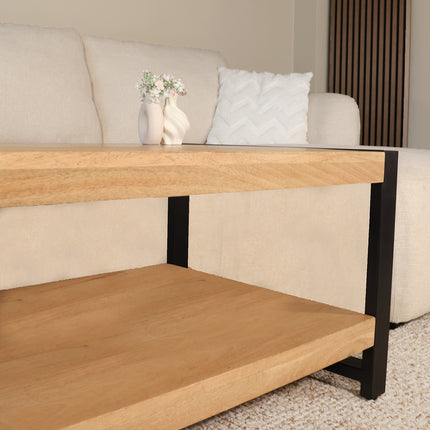 Salontafel rechthoekig lichtbruin mangohout 120cm Lotus