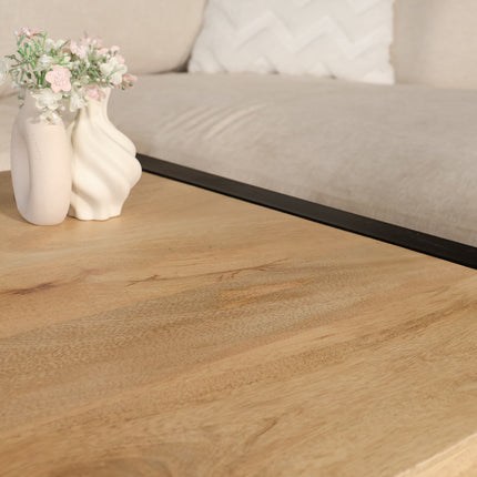 Salontafel rechthoekig lichtbruin mangohout 120cm Lotus