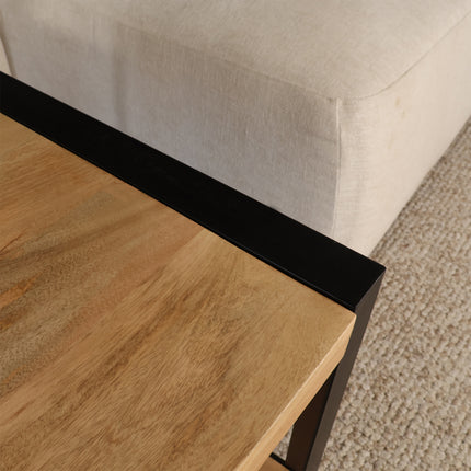 Salontafel rechthoekig lichtbruin mangohout 120cm Lotus