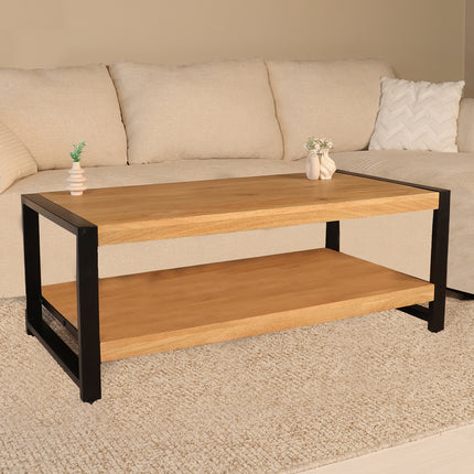 Salontafel rechthoekig lichtbruin mangohout 120cm Lotus