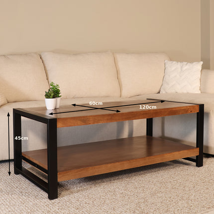Salontafel rechthoekig walnoot mangohout 120cm Lotus