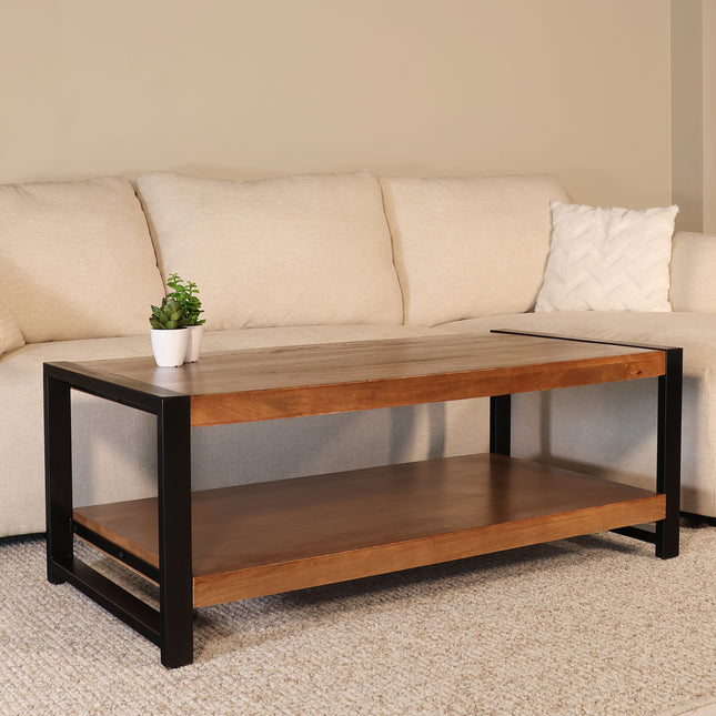 Salontafel rechthoekig walnoot mangohout 120cm Lotus
