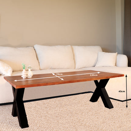 Salontafel x-poot mangohout 130cm bruin Pato