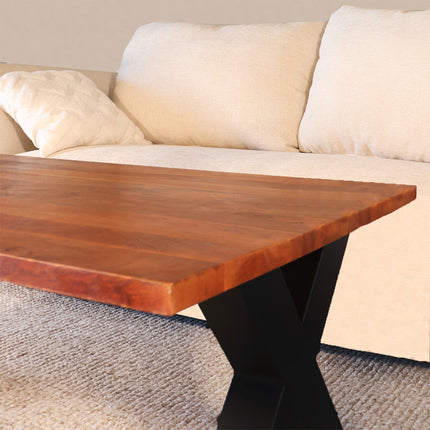 Salontafel x-poot mangohout 130cm bruin Pato