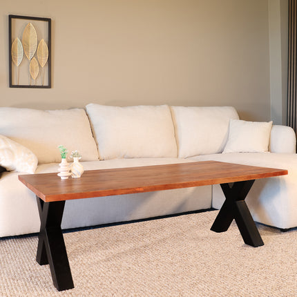 Salontafel x-poot mangohout 130cm bruin Pato