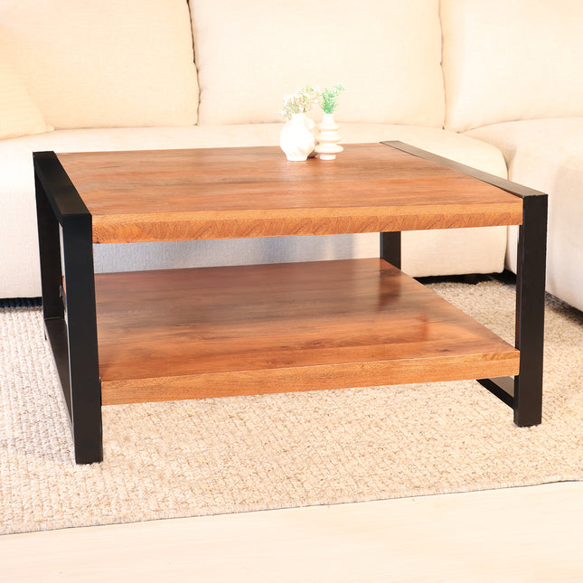 Salontafel vierkant bruin mangohout 90cm Violet