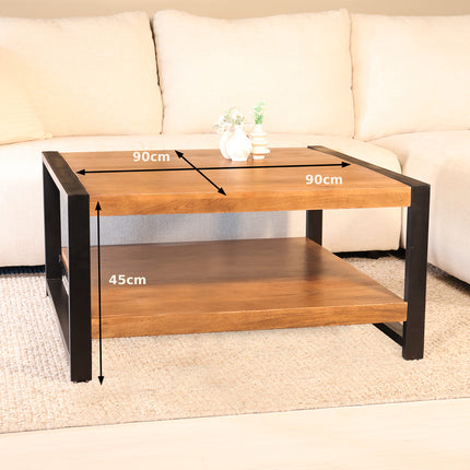 Salontafel vierkant walnoot mangohout 90cm Violet