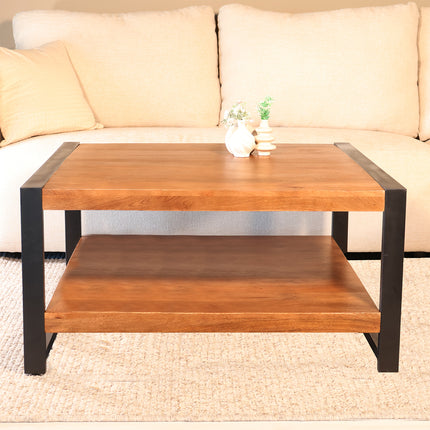 Salontafel vierkant walnoot mangohout 90cm Violet