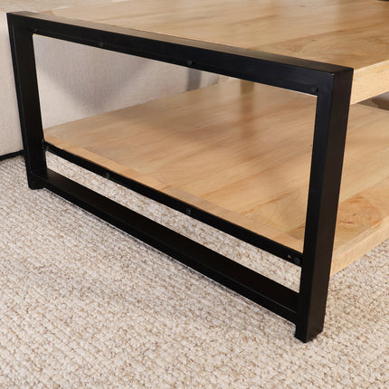 Salontafel vierkant lichtbruin mangohout 90cm Violet