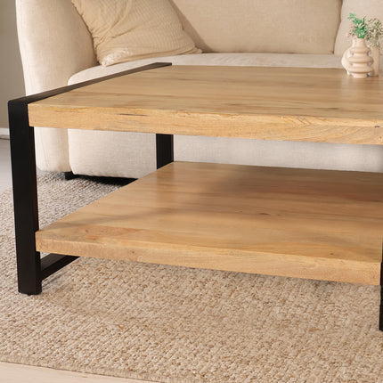 Salontafel vierkant lichtbruin mangohout 90cm Violet