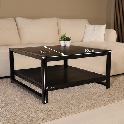 Salontafel vierkant zwart mangohout 90cm Violet