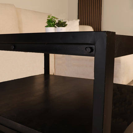 Salontafel vierkant zwart mangohout 90cm Violet