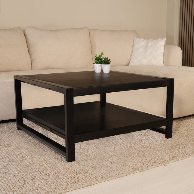 Salontafel vierkant zwart mangohout 90cm Violet