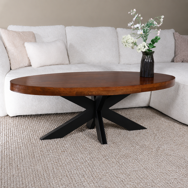 Salontafel ovaal bruin mangohout 130cm Jimmy