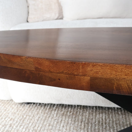 Salontafel ovaal bruin mangohout 130cm Jimmy