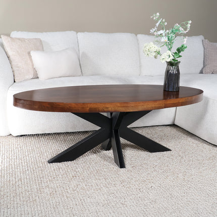 Salontafel ovaal bruin mangohout 130cm Jimmy