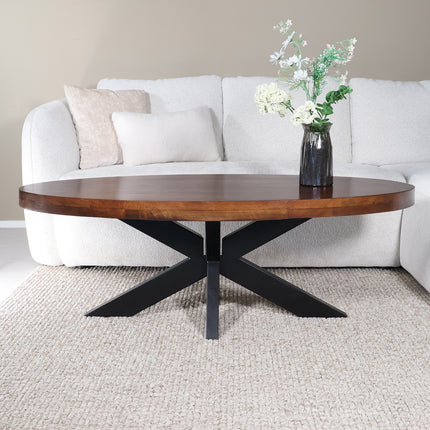 Salontafel ovaal bruin mangohout 130cm Jimmy