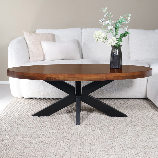 Salontafel ovaal bruin mangohout 130cm Jimmy