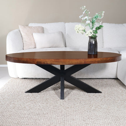 Salontafel ovaal bruin mangohout 130cm Jimmy