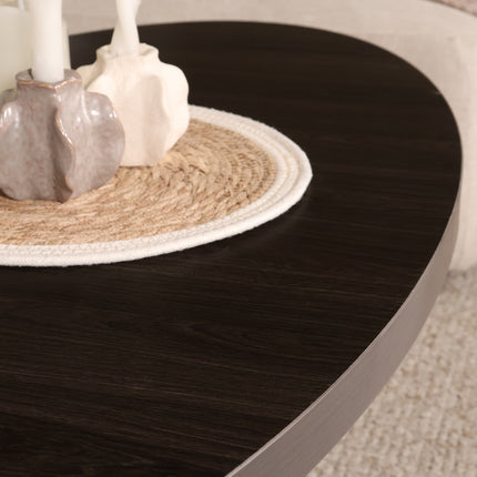 Salontafel ovaal donker walnoot melamine 120cm Denzel