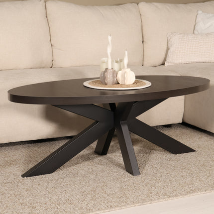 Salontafel ovaal donker walnoot melamine 120cm Denzel