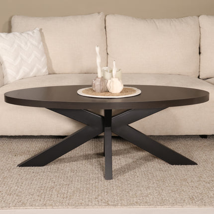 Salontafel ovaal donker walnoot melamine 120cm Denzel