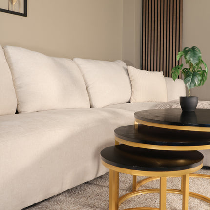 Salontafel rond 3delig goud MDF Kiki