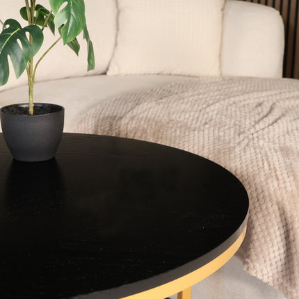 Salontafel rond 3delig goud MDF Kiki