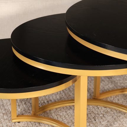 Salontafel rond 3delig goud MDF Kiki