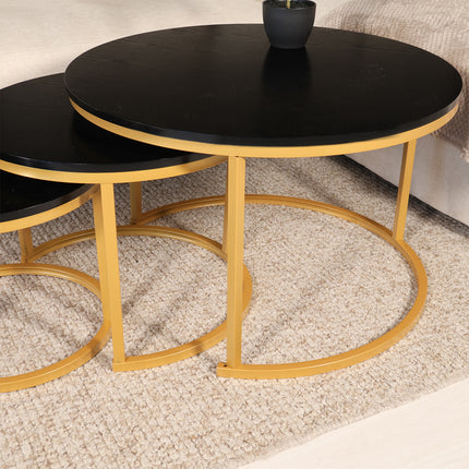 Salontafel rond 3delig goud MDF Kiki