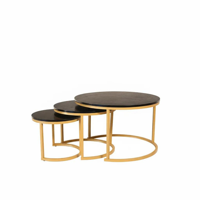 Salontafel rond 3delig goud MDF Kiki