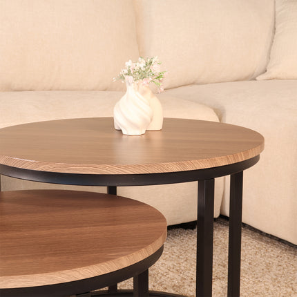 Salontafel rond 2delig bruin MDF Rutger