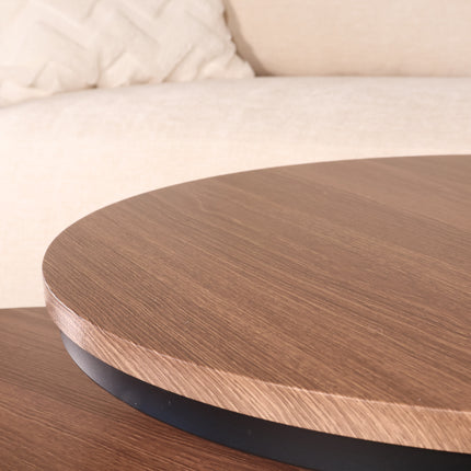 Salontafel rond 2delig bruin MDF Rutger