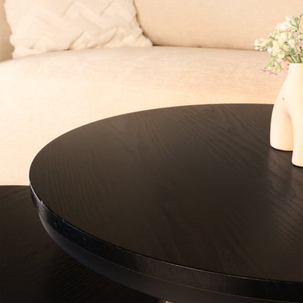 Salontafel rond 2delig zwart MDF Rutger