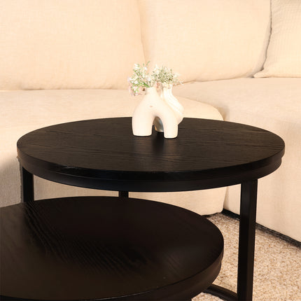 Salontafel rond 2delig zwart MDF Rutger