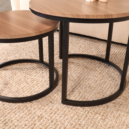 Salontafel rond 2delig bruin MDF Rutger
